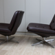 2 vintage club seats from the fifties in semi-leather brown