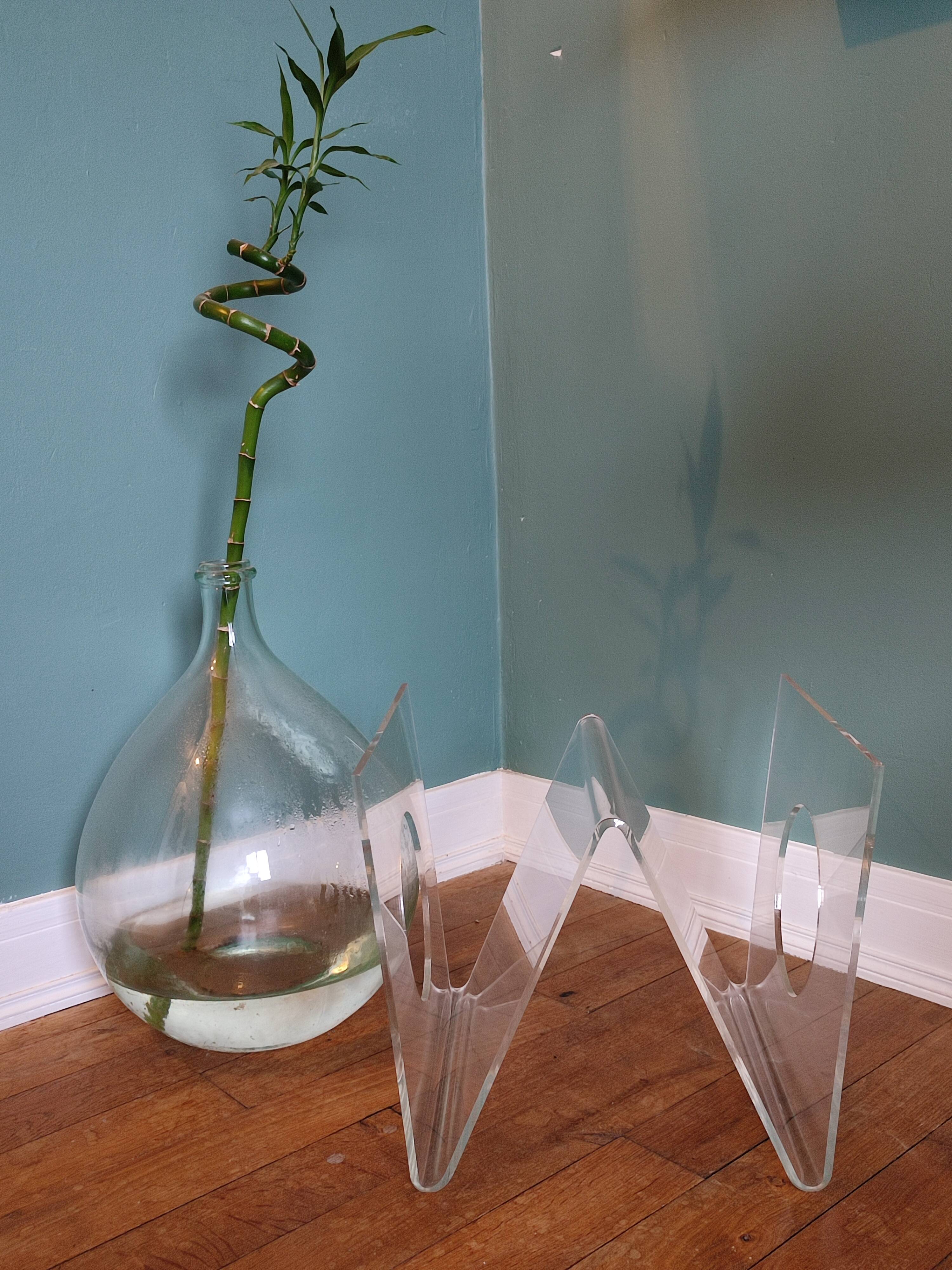 Vintage plexiglass magazine door roche bobois