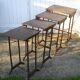 Set of 4 old tables with carved trays