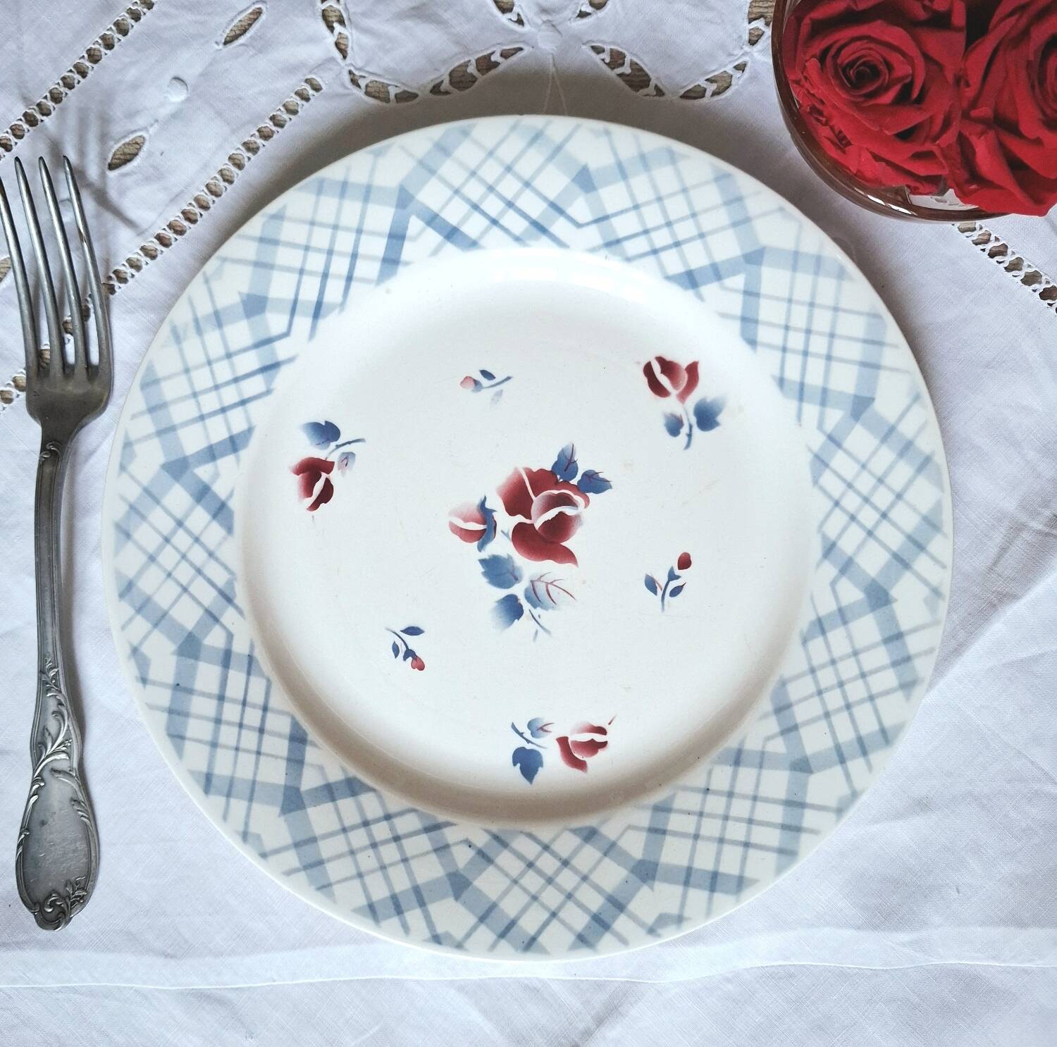 Mismatched antique flat plates in earthenware accompanied by a p