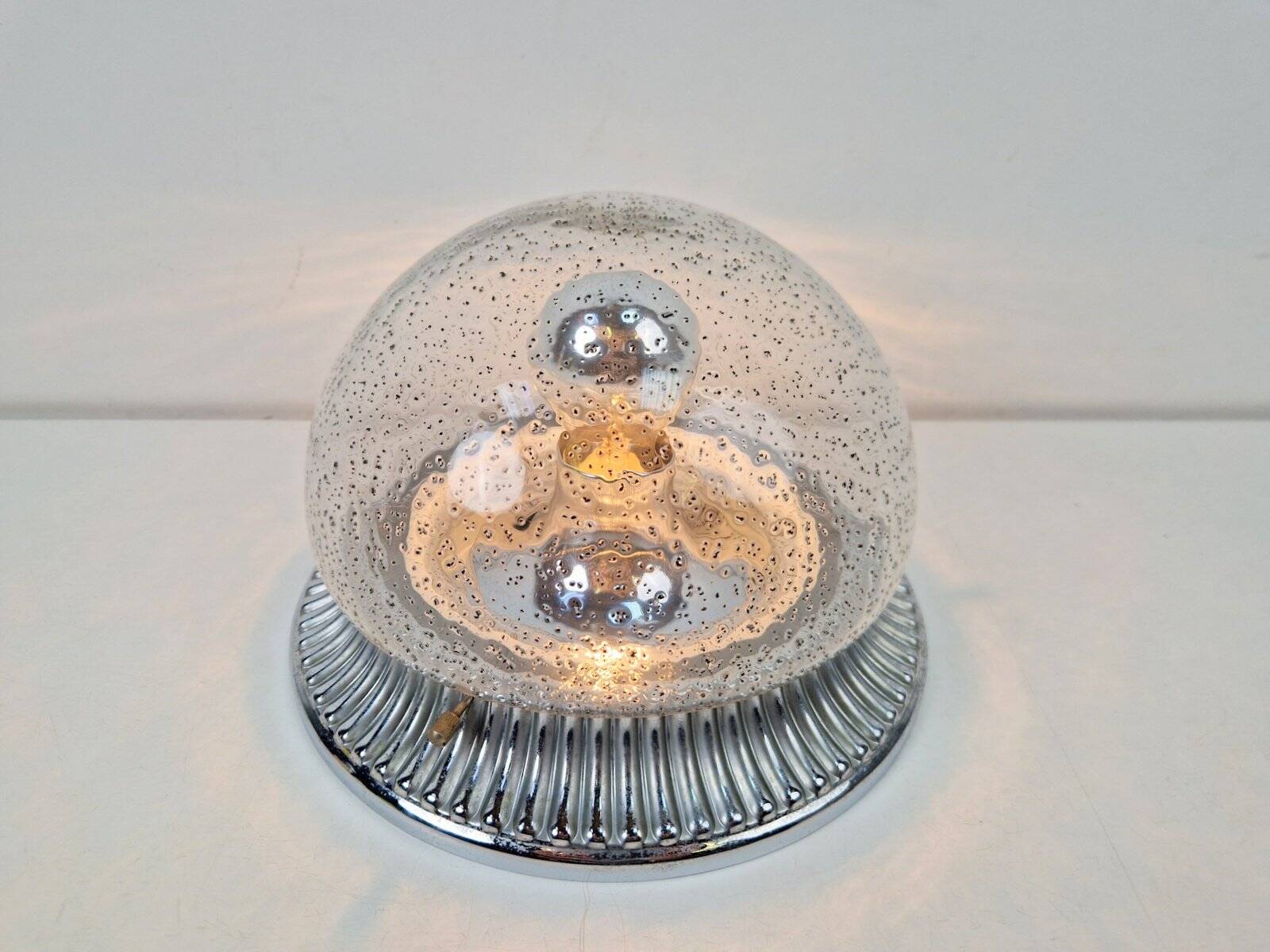Vintage Ceiling Lamp in Chrome Glass from Hillebrand Lighting, 1960s