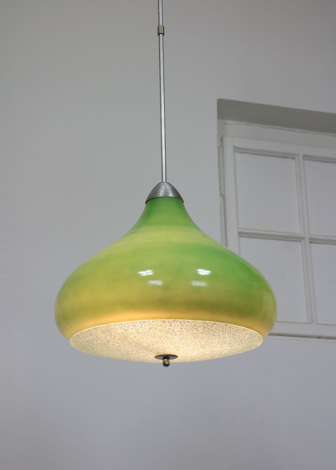 Italian mid-century green glass pendant lamp