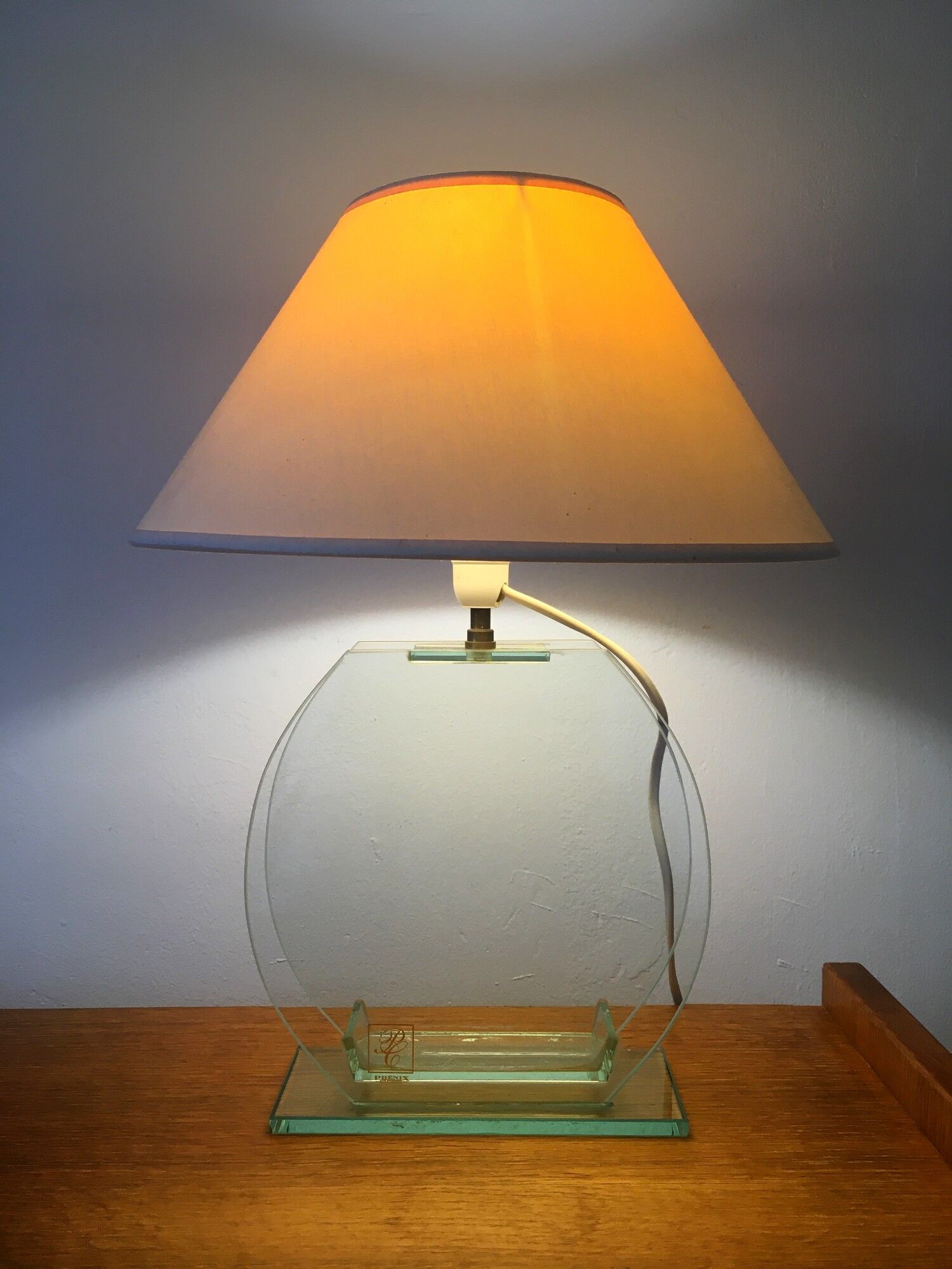Lampe vintage en verre Phénix Créations années 90