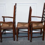 Antique Rush Seat Dining Chairs, England, 1910s, Set of 6