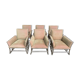 Suite de 6 fauteuils bergères bambou et velours beige