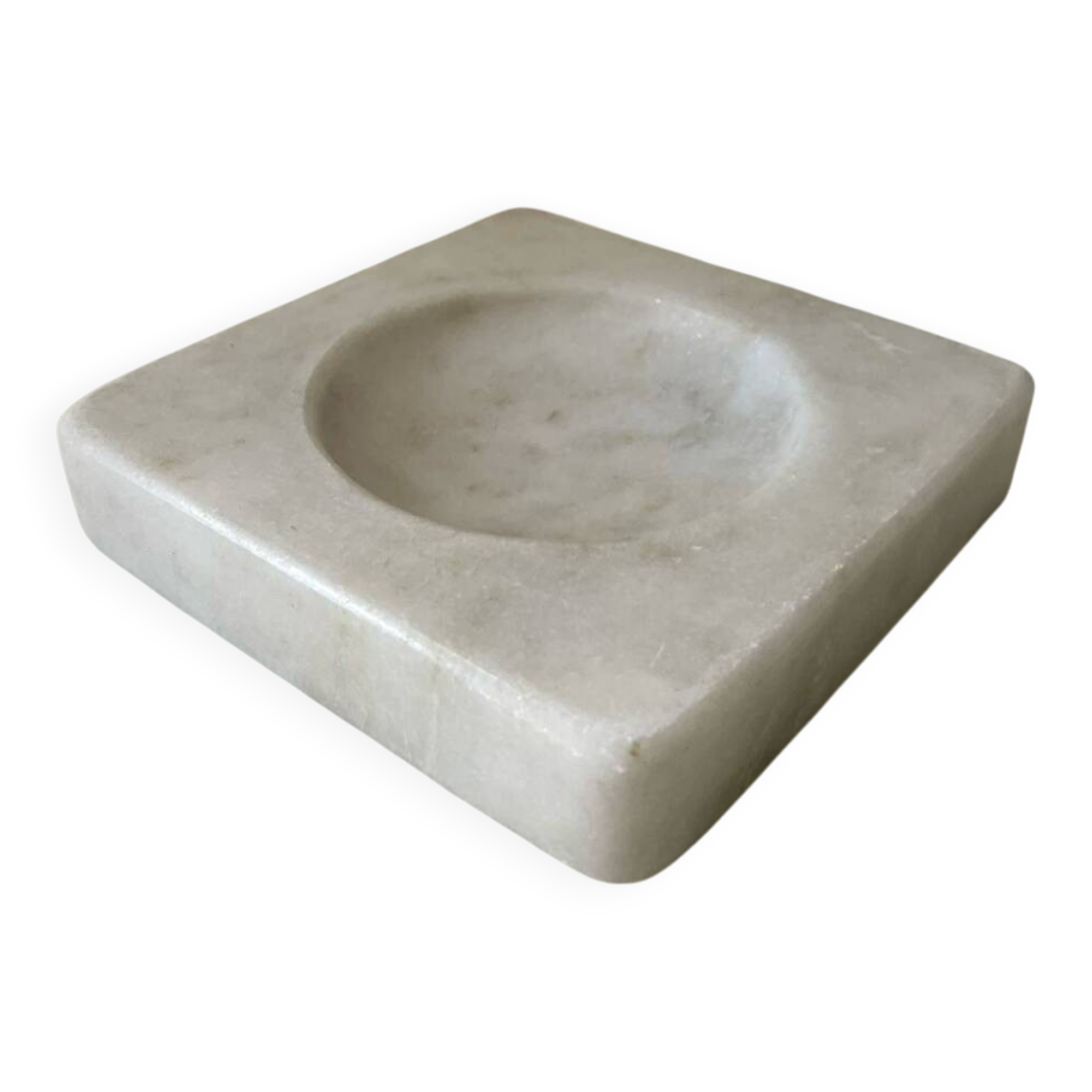 Vintage Italian hard stone white marble empty pocket