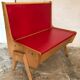 Bench bench-chest vintage 1960-1980's in blond beech and red skaï