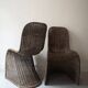 Set of 2 curved rattan chairs, design 1960 / 1970