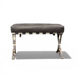 Ottoman Barcelona Original Knoll - Black Leather & Chrome - Design 1929