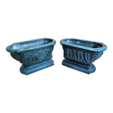 Pair of glazed terracotta planters