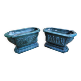 Pair of glazed terracotta planters
