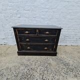 Old chest of drawers four drawers patina black