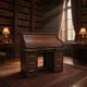 Bureau américain vintage en bois avec volet roulant