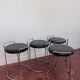 Tabourets vintage – structure acier inoxydable et assise cuir noir