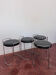 Vintage stools – stainless steel structure and black leather seat.