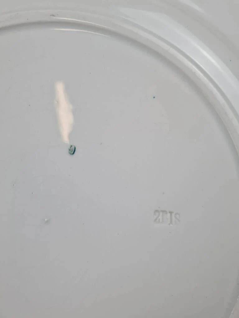 Large antique K&G Lunéville plate, blue floral decoration.