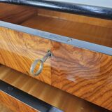 1950s six-drawer chest of drawers with glass top