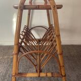 Side table with bamboo magazine holder from the 70s