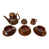 Antique PRUSZKOW Ceramic Brown & Gold Vintage Tea Service #B279