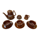 Antique PRUSZKOW Ceramic Brown & Gold Vintage Tea Service #B279