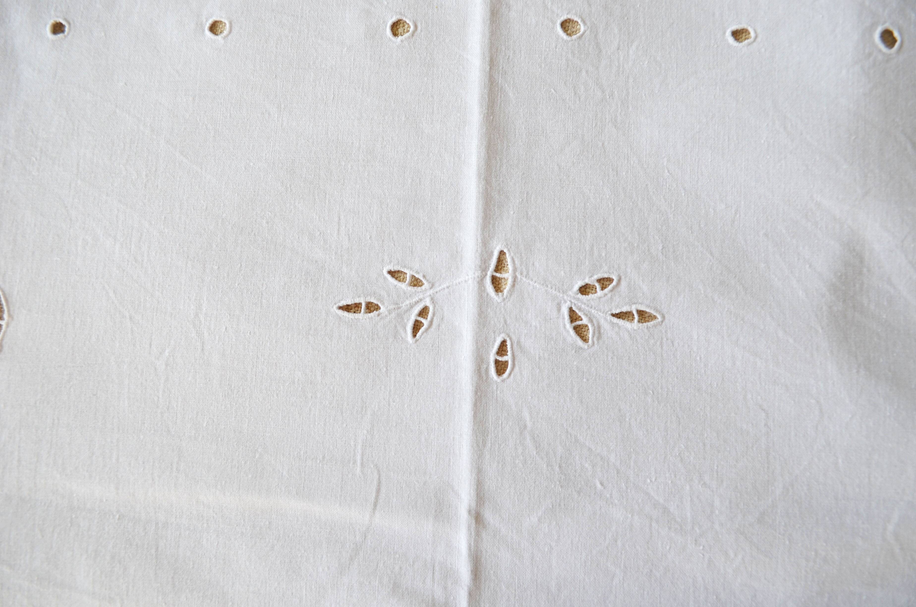 old rectangular white tablecloth brogue embroidery