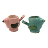 Two bird-shaped ceramic egg cups, 1970s