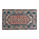 1970s Vintage Turkish Handmade Wool & Cotton Pink Area Rug