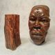 Sculpture of an african head and its base - wenge wood 1960