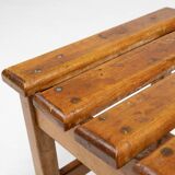 Industrial brutalist wooden stool, Belgium ca. 1920