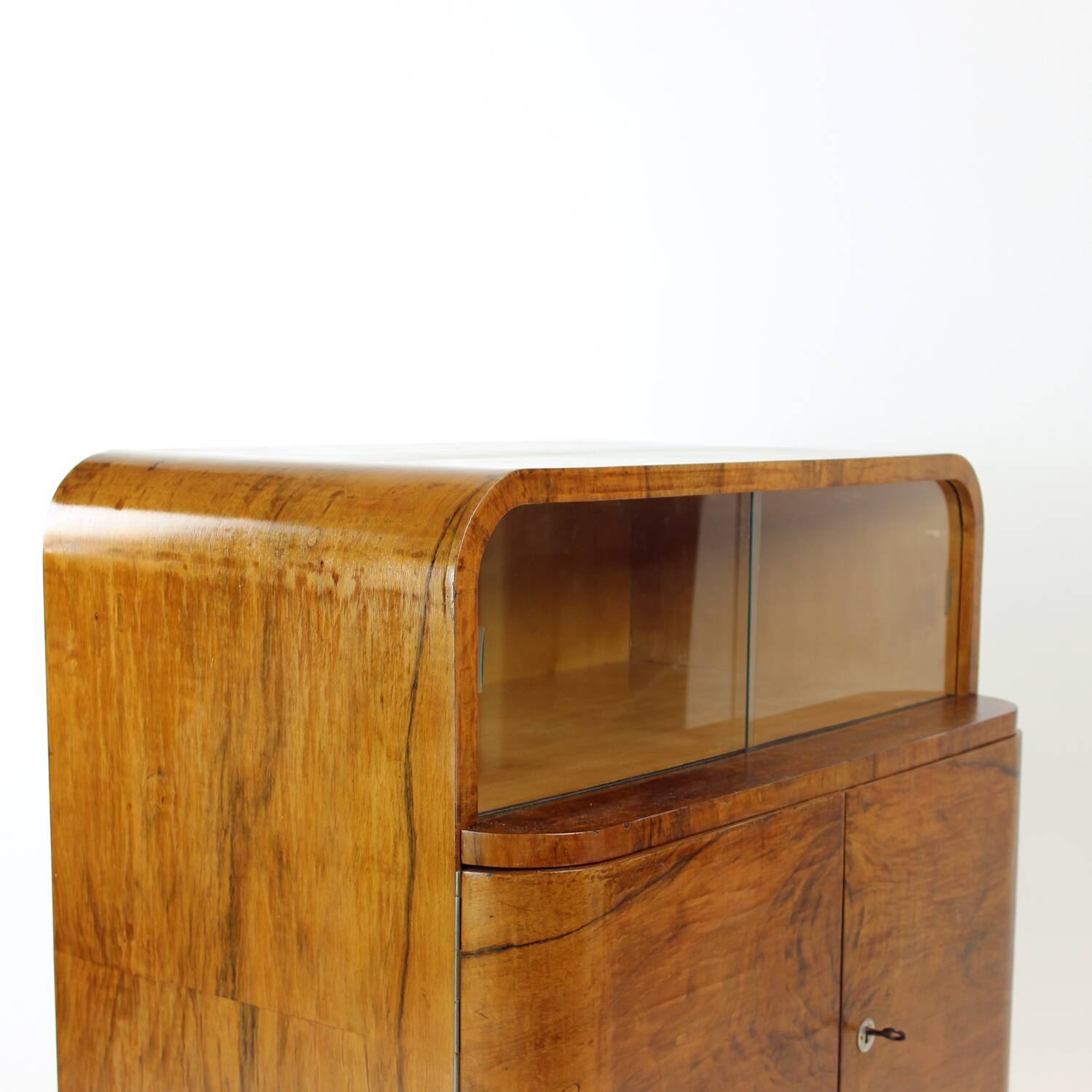 Art Deco Sideboard / Dry Bar In Walnut, Czechoslovakia 1930s
