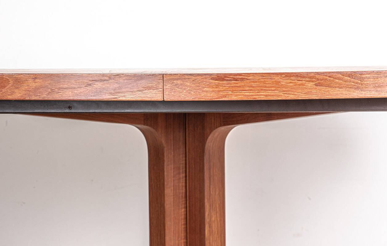 Very large Danish dining table in teak, oval and extendable, Dyrlund.