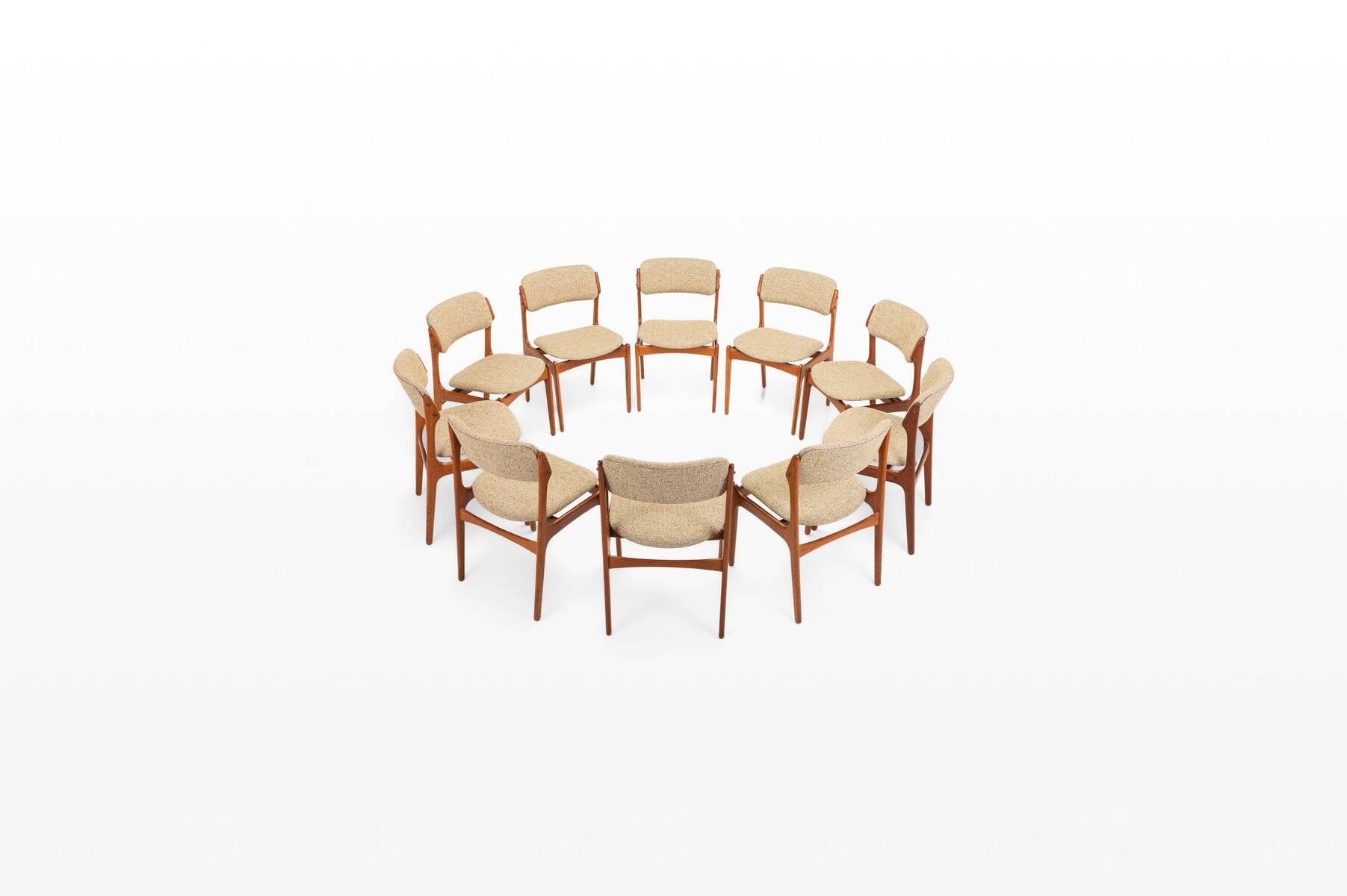 Model 49 dining chairs by Erik Buch for Odense Maskinnedkeri, Denmark, 1960s, set of 10