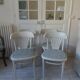 Set of 4 vintage bistro chairs from the 1970s, pearl grey patina.