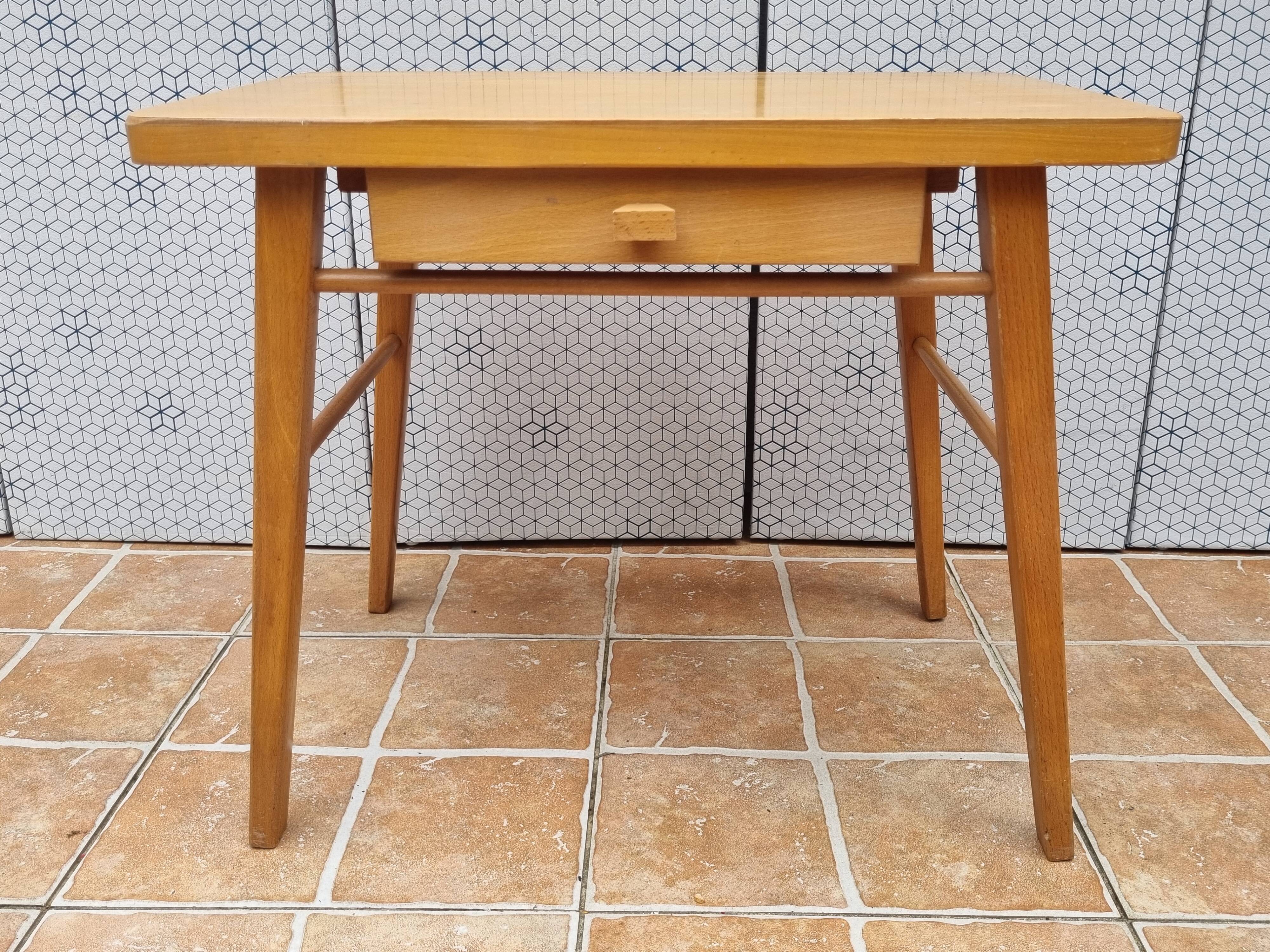Vintage light wood school desk – Baumann model, 1950s-1960s