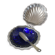 Stainless steel and glass shell butter dish with knife