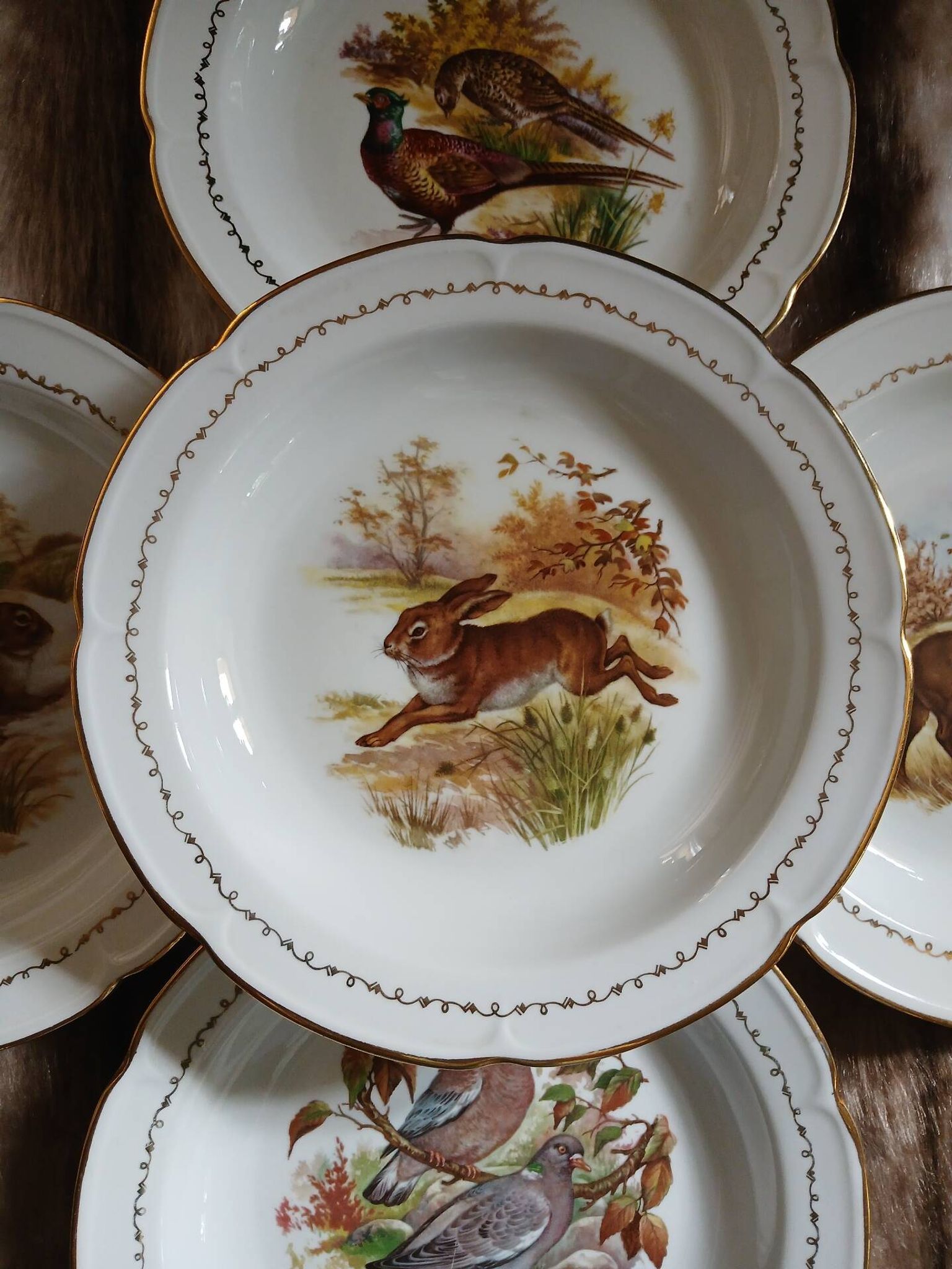 5 antique deep plates in porcelain