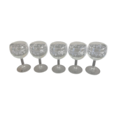 5 vintage “henri julien” red wine balloon glasses with luminarc grape blues decoration