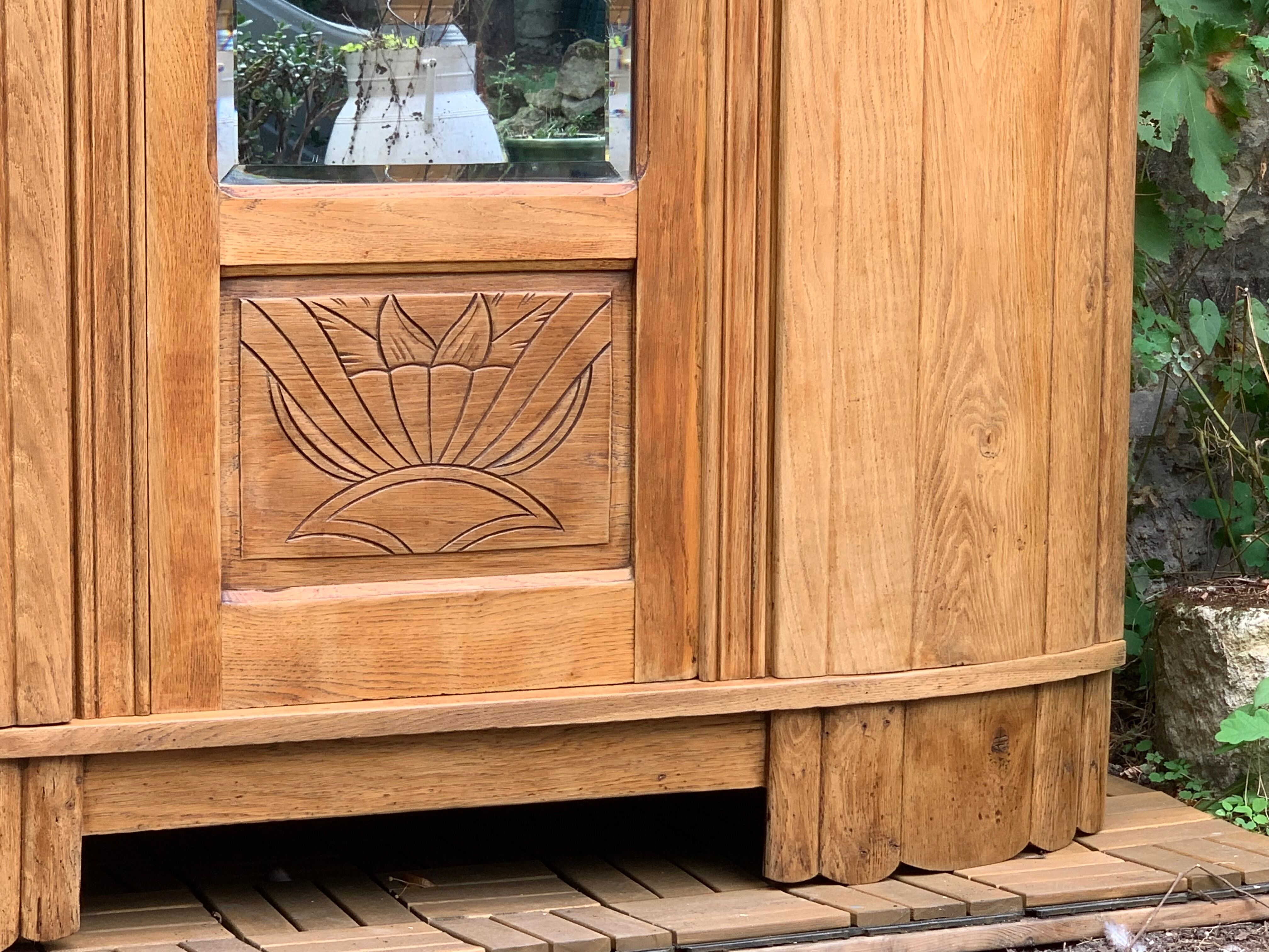 Parisian art deco wardrobe solid raw oak 1930