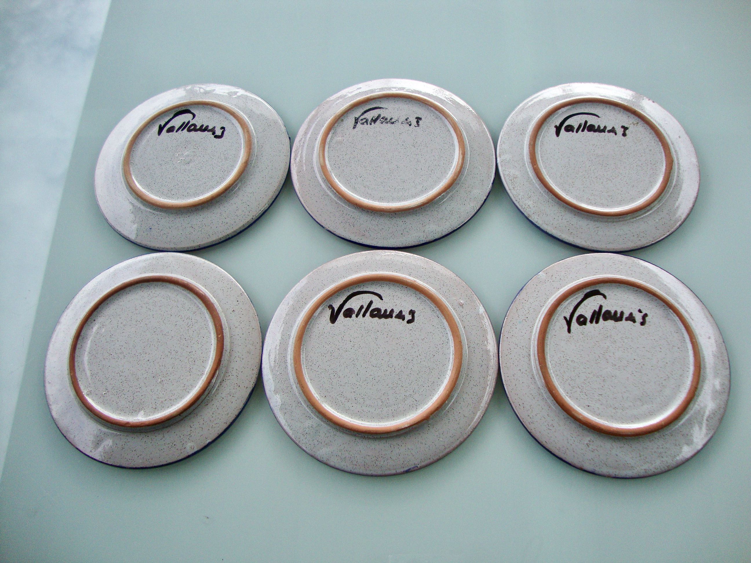 Set of 6 Vallauris dessert plates