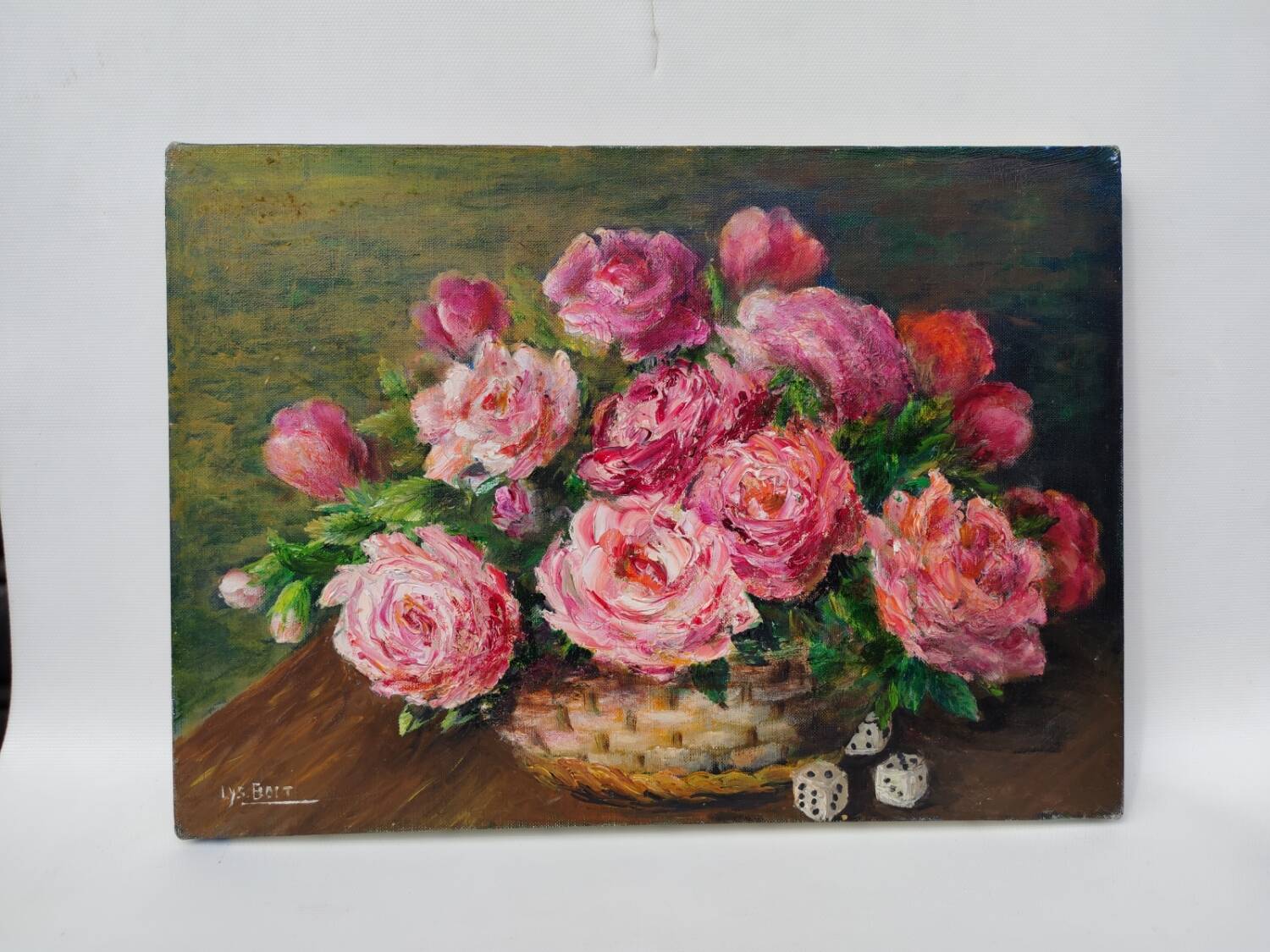 Oil on canvas, bouquet of flowers by Lysiane Boit.