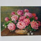 Oil on canvas, bouquet of flowers by Lysiane Boit.