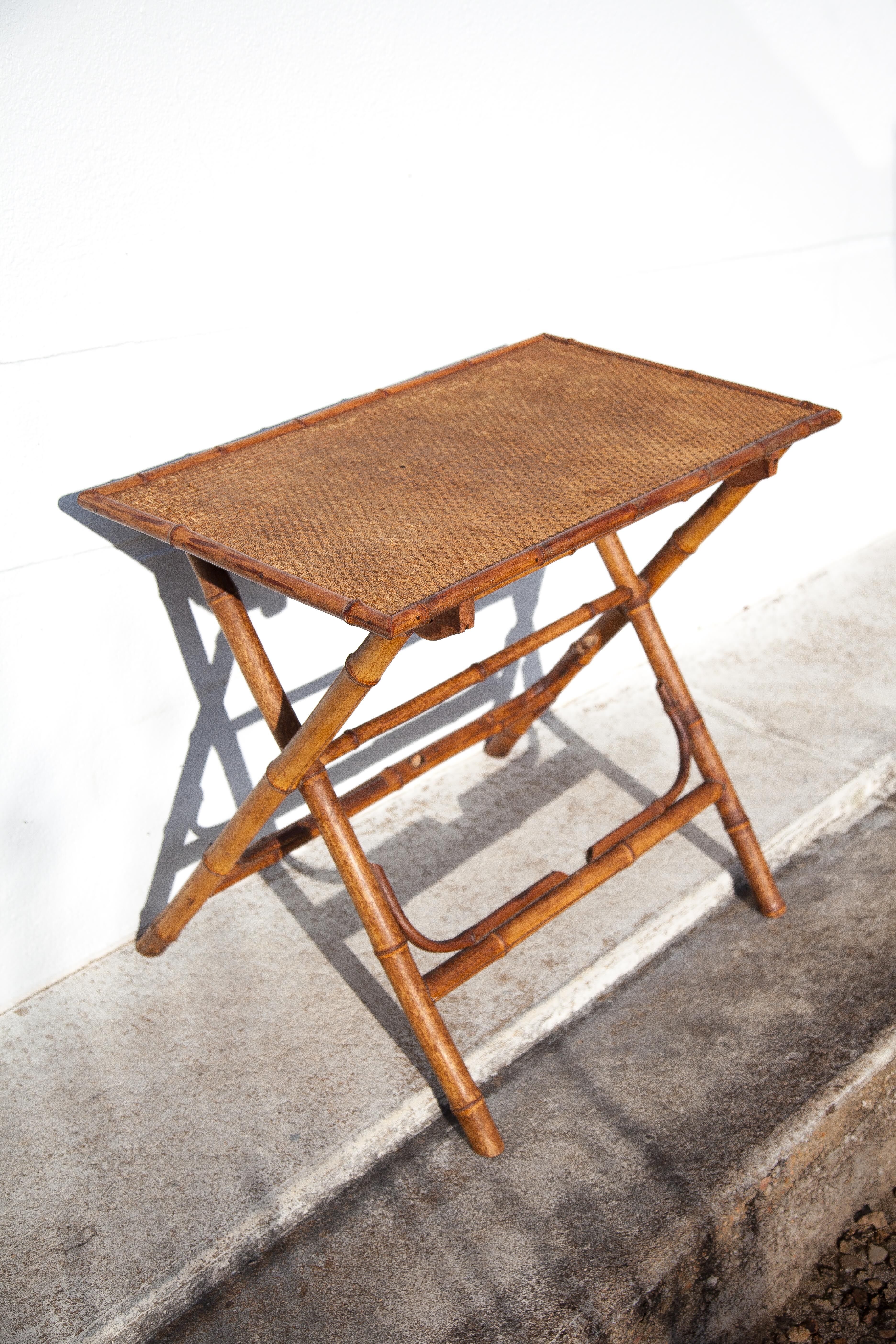 Folding bamboo table side table colonial style table, veranda, patio, interior decor