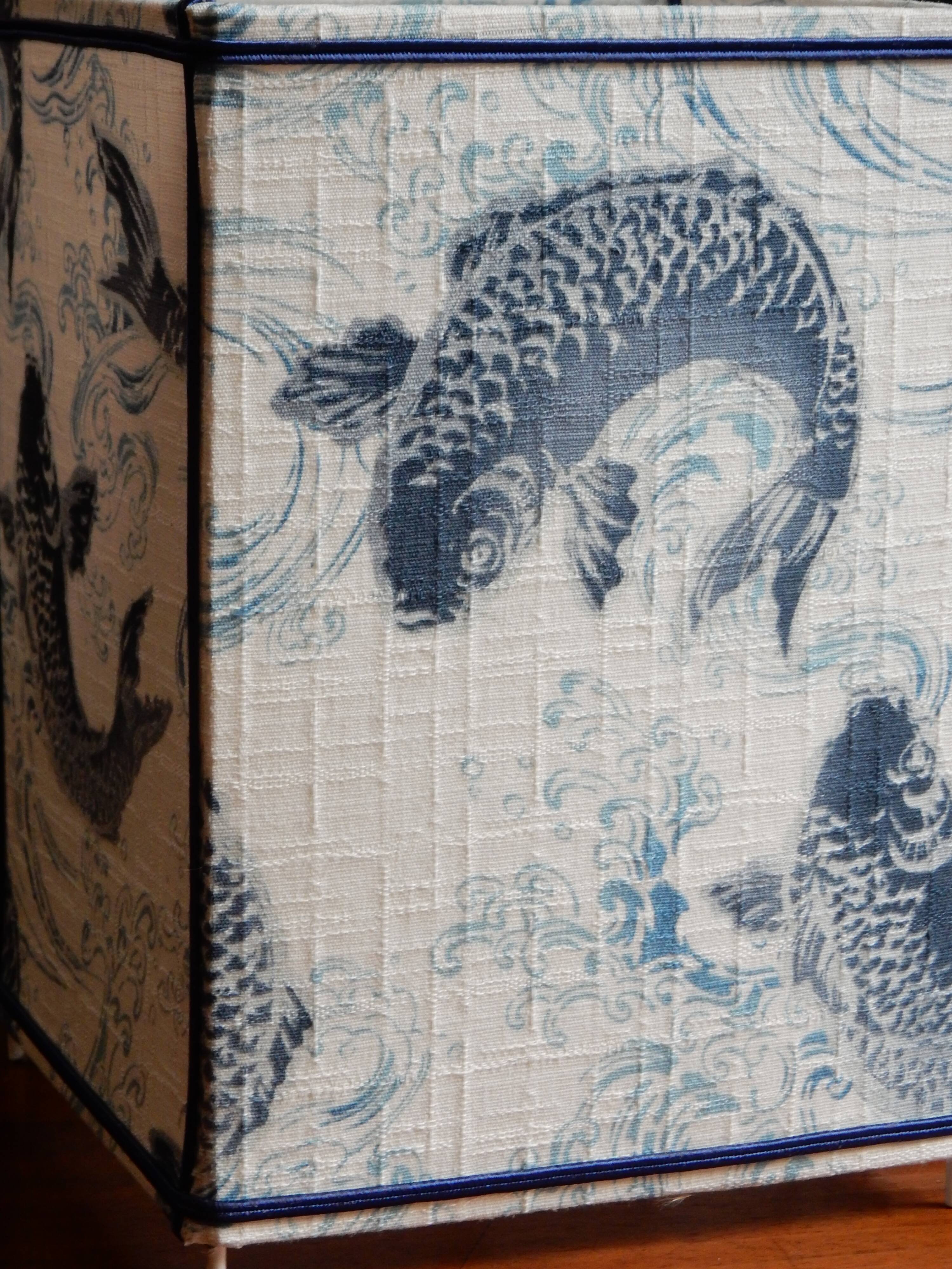 Lantern lamp in vintage Japanese fabric pattern carp koi