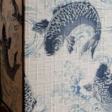 Lantern lamp in vintage Japanese fabric pattern carp koi