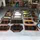 Set of 16 vintage wooden mirrors