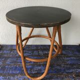 Gueridon, vintage two-coloured rattan coffee table