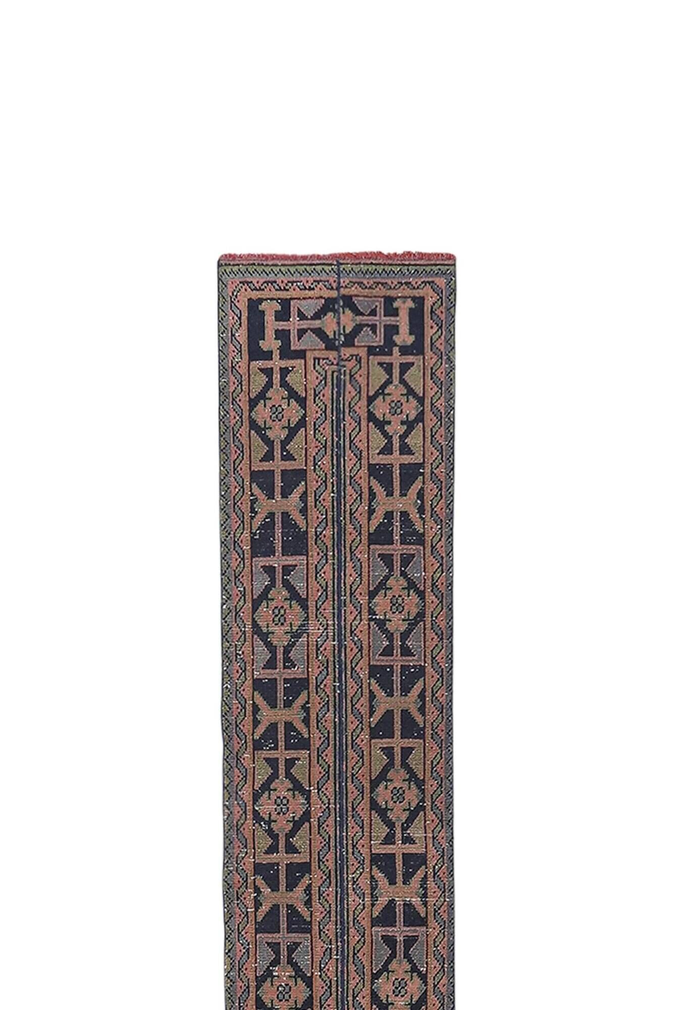 Vintage Turkish hallway rug 58x667 cm
