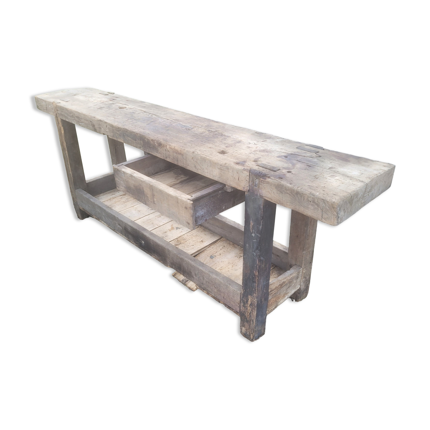 Old piece of furniture by trade, wooden carpenter's establishment