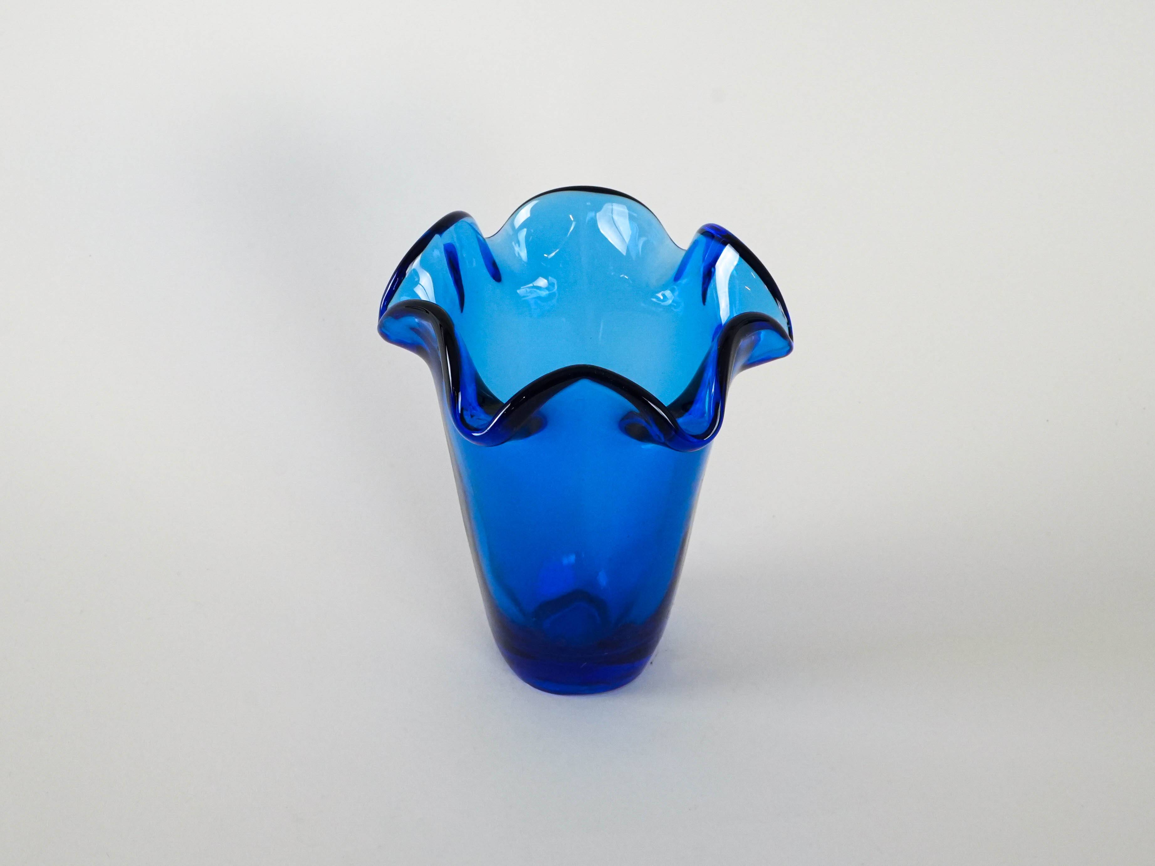 Cobalt glass vase, Danish design, 1970s, made in Denmark