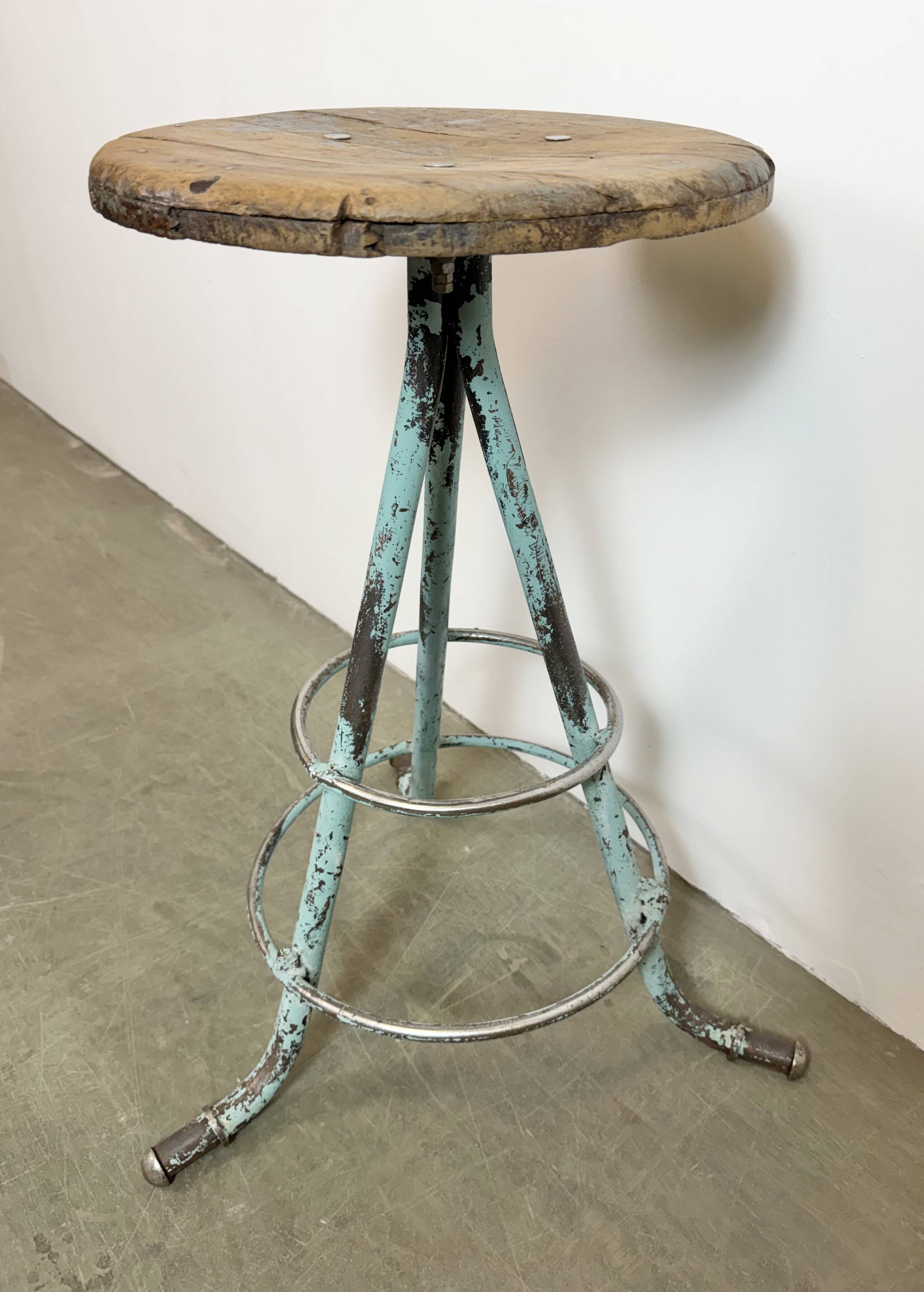Green Industrial Workshop Stool, 1960s